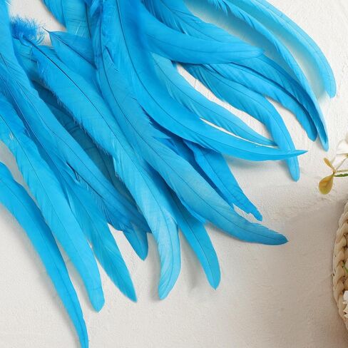 Yuxung 100 Pcs Halloween White Nature Rooster Tail Feathers 12-14 Inch Bulk Natural Long Rooster Tail Feathers for DIY Crafts Costume Mardi Gras Party Performances Carnival Decoration in Kuwait