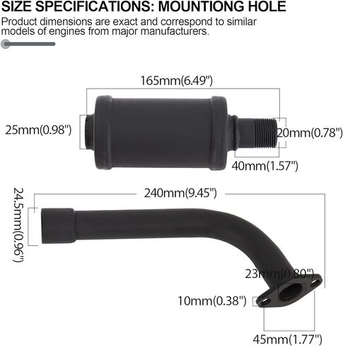 Exhaust Pipe Muffler Kit - For Predator 212 Exhaust, 212cc Exhaust, for Mini Bike Exhaust, Go Kart Exhaust, Coleman CT200U Exhaust.For Predator 212 Muffler, Predator 212 Performance Parts in Saudi Arabia