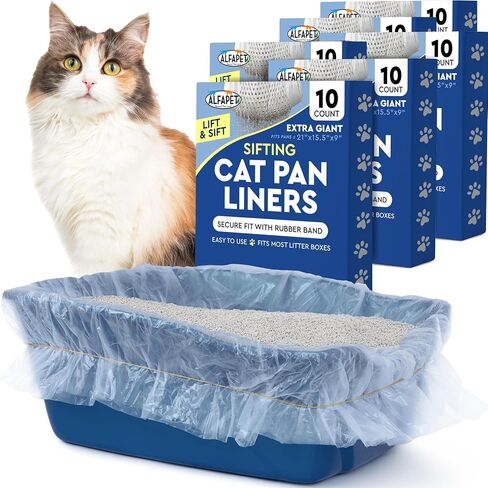 alfapet kitty cat pan يمكن التخلص منها ، بطانات غربلة-10 حزمة + 1 نقل بطانة كبيرة ، كبيرة ، x-large ، عملاق ، عملاق مصبعات فضلات ذات حجم كبير من أجل الشركة ، سهلة الملاءمة-حزمة من 3 in Kuwait