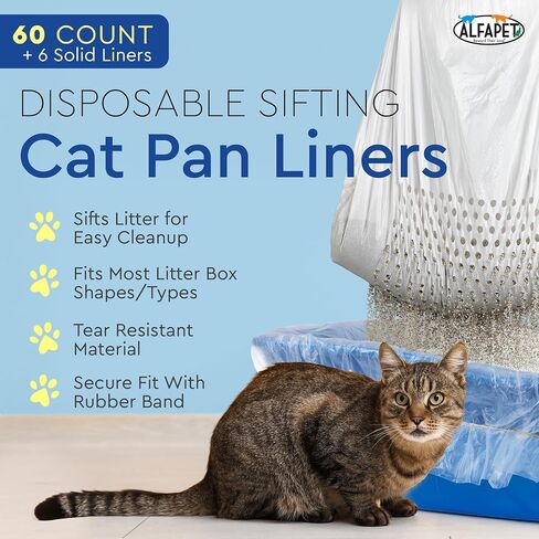 alfapet kitty cat pan يمكن التخلص منها ، بطانات غربلة-10 حزمة + 1 نقل بطانة كبيرة ، كبيرة ، x-large ، عملاق ، عملاق مصبعات فضلات ذات حجم كبير من أجل الشركة ، سهلة الملاءمة-حزمة من 3 in Kuwait