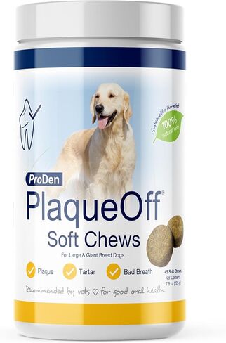 ProDen PlaqueOff Soft Chews with Natural Kelp - for Small & Medium Breed Dogs & Cats - Supports Normal, Healthy Teeth, Gums, and Breath Odor in Dogs & Cats - 90 Soft Chews in Kuwait
