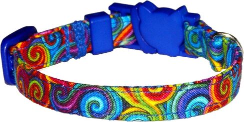 دوامات مخدرة القط أو طوق هريرة - ملون - قوس قزح - هندسي - 3/8 بوصة - أحجام - مشبك أمان منفصلان - مصنوع يدويًا بواسطة مطبخ جوز أخضر in Kuwait