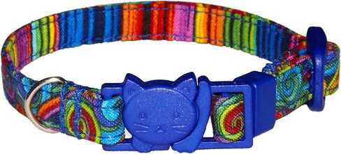 دوامات مخدرة القط أو طوق هريرة - ملون - قوس قزح - هندسي - 3/8 بوصة - أحجام - مشبك أمان منفصلان - مصنوع يدويًا بواسطة مطبخ جوز أخضر in Kuwait