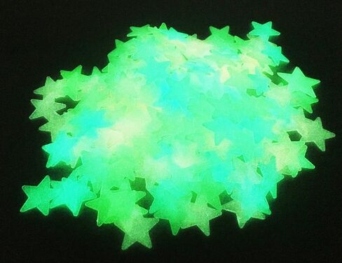 HoneyToys 204PCS 1.2" Luminous Stars Fluorescent Noctilucent Plastic Wall Stickers Decals for Home Ceiling Wall Baby Kids Bedroom (Yellow) in Kuwait