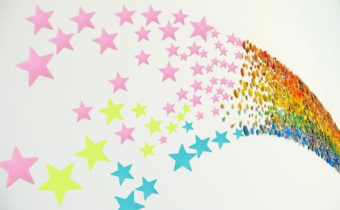 HoneyToys 204PCS 1.2" Luminous Stars Fluorescent Noctilucent Plastic Wall Stickers Decals for Home Ceiling Wall Baby Kids Bedroom (Yellow) in Kuwait
