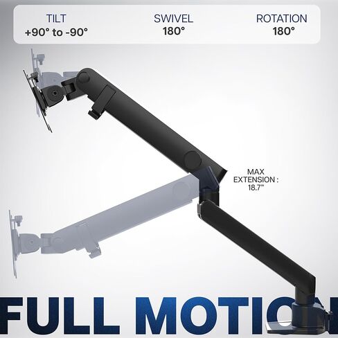 VIVO Premium Aluminum Full Motion Single Monitor Desk Mount Stand with Lift Engine Arm, Pole Extension, and USB Ports, Fits Screens up to 32 inches, STAND-V101BDU in Saudi Arabia
