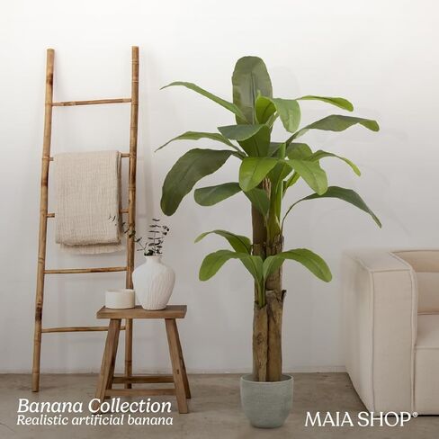 Maia Shop 7ft شجرة موز اصطناعية ، نباتات مزيفة للديكور المنزلي ، شجرة اصطناعية ، جذع خشبي طبيعي in Kuwait