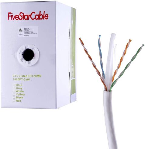 Cat6 CMR 1000 Ft 23AWG Riser Rated Solid Bare Copper Cable 4 Twisted Pair UTP Bulk Ethernet Router Network POE Security Camera Cable LAN Cable PVC Blue in Kuwait