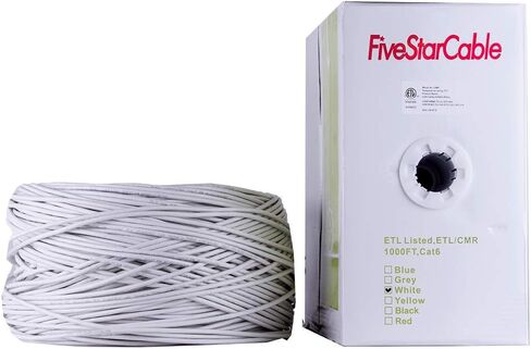 Cat6 CMR 1000 Ft 23AWG Riser Rated Solid Bare Copper Cable 4 Twisted Pair UTP Bulk Ethernet Router Network POE Security Camera Cable LAN Cable PVC Blue in Kuwait