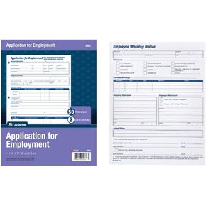Adams Applications for Employment, 8.5 x 11 Inch, 3-Hole Punched, 50-Sheets/Pack, 2-Pack, White (9661)