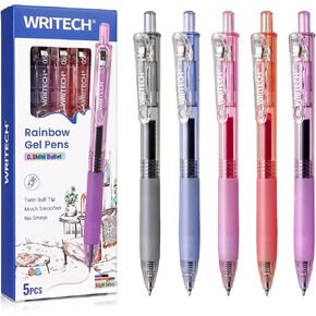 أقلام جل قابلة للسحب من WRITECH، أقلام حبر سريعة الجفاف، نقطة دقيقة 0.5 مم، متعددة الألوان لليوميات والرسم والخربشة وتدوين الملاحظات (متعددة الألوان)