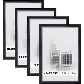 HEART ART 16x20 Frames Set of 4,Picture Frames 16x20 For Posters Without Mat,Wall Gallery Photo Frames,Black