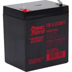 Interstate Batteries Power Patrol 12V 5Ah Fire & Security Battery (FAS1055) Sealed Lead Acid Rechargeable SLA AGM (F1 Terminal) Fire Alarms, Security Systems