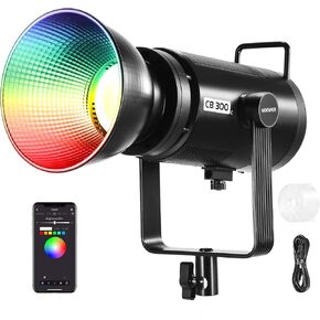 مصباح فيديو LED NEEWER CB100C 130 وات RGB LED، تحكم APP/2.4G 360 درجة لون كامل 2700K-6500K 27000lux/m COB Bowens Mount إضاءة إخراج مستمرة صامتة TLCI/CRI97+ 17 مشهدًا لتسجيل الفيديو والتصوير الفوتوغرافي