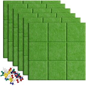 Uoisaiko Large Felt Board Tiles for Wall with 30 Push Pins, 11.8"x11.8" Pack of 6 Pin Board Notice Boards for Home Office Kitchen, Bulletin Board Wall Tiles for Photos Memos