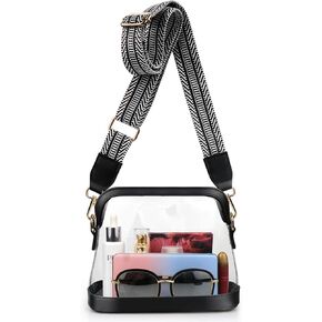 COROMAY Clear Bag Stadium Approved, Clear Crossbody Purse Bag with Adjustable Strap, Leather Clear Bag for Stadium Events