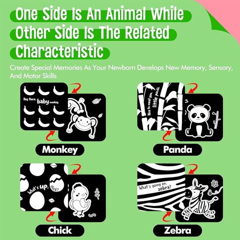 100 PCS 200 Page Black White Colorful 3D Visual Stimulation Baby Flashcard for Newborn Baby Infant Gift (, 5.5" X 5.5") in Kuwait