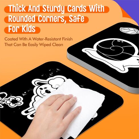 100 PCS 200 Page Black White Colorful 3D Visual Stimulation Baby Flashcard for Newborn Baby Infant Gift (, 5.5" X 5.5") in Kuwait
