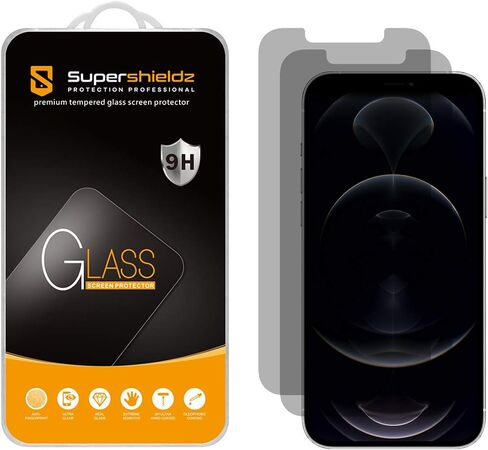 Supershieldz (2 Pack) Designed for iPhone 12 and iPhone 12 Pro (6.1 inch) (Privacy) Anti Spy Tempered Glass Screen Protector, Anti Scratch, Bubble Free in Kuwait