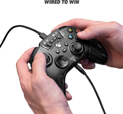 وحدة تحكم Turtle Beach REACT-R - وحدة تحكم سلكية في الألعاب - Xbox Series X، وXbox Series S، وXbox One وWindows - عناصر تحكم في الصوت، وأزرار قابلة للتعيين، ومقابض منسوجة - أسود in Kuwait