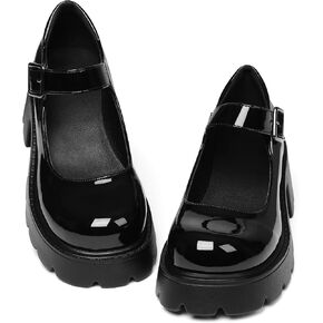AOSPHIRAYLIAN Mary Janes Black Chunky Mary Janes Women Platform Dress Shoes | Ankle Strap·Anti-Slip·Comfy Padded·2.47" Chunky Heel·Easy Clean Upper —Office to Weekend, Jeans to Dresses, Uniform, Party in Kuwait