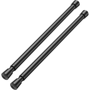 SISELBA Black Tension Rod, Small Tension Rod 18 to 28 Inch, Adjustable Curtain Rod Tension Small Curtain Rod No Drilling, Spring Tension Curtain Rod Spring Curtain Rod Short Tension Rod for Windows