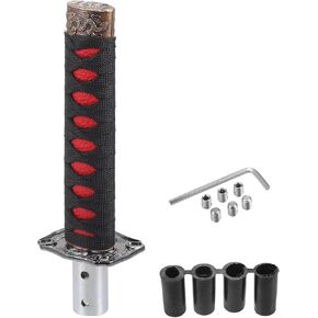 Gear Shifter Knob Kit, 20cm Stick Shifter Lever Knob Universal for Automatic and Manual Vehicle Durable Iron Silver Tone White with 4 Adapter