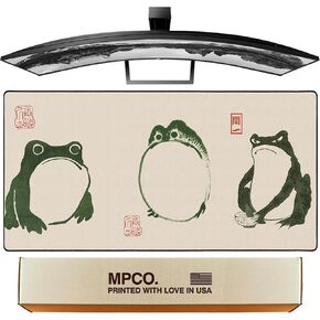 MPCO Ukiyo-E Mount Fuji with Cherry Trees in Bloom. Black/White Large Size Gaming WFH Mousepad Full Desk (Mount Fuji, DuraGlyde Fabric (Large (36" x 17"))