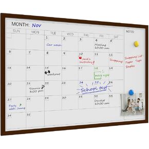 لوحة تقويم Comix Dry Erase ، لوح تقويم مغناطيسي مع إطار خشبي بني ، 24 * 18 بوصة لوحة مخطط زخرفية للمكتب المنزلي