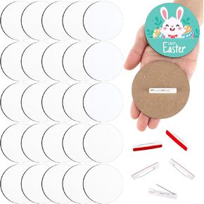 Knitgrip 25 Pcs Sublimation Buttons Blanks with Pins 3 Inch MDF Buttons Pins Heat Transfer Blank Badge Sublimation Name Tags for DIY St. Patrick's Day Craft Gifts