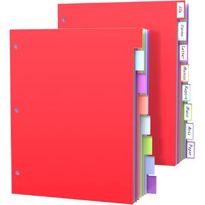16Pcs/2 Set 8 Tab Dividers for 3 Ring Binder, Colorful Binder Dividers with Tabs, 3 Ring Page Folder Dividers, 16 Pcs Plastic Tabbed File Dividers with Tabs, Three Ring Binder Index Dividers