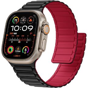 Easuny Silicone Magnetic Watch Band Compatible with Apple Watch 49mm 45mm 44mm 42mm 41mm 40mm 38mm Bands for Men Women, Sport Solo Loop for iWatch Series 9 8 7 6 5 4 3 2 1 SE Ultra 2 Ultra 1