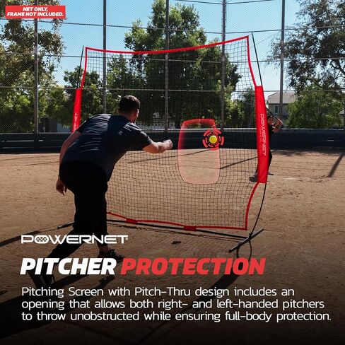 PowerNet 7x7 ft Pitch-Thru Protection Screen for Softball | 49 sqft Barrier | Perfect for Pitching or Batting Practice | Open Area in Net to Allow Ball to Pass Through in Saudi Arabia