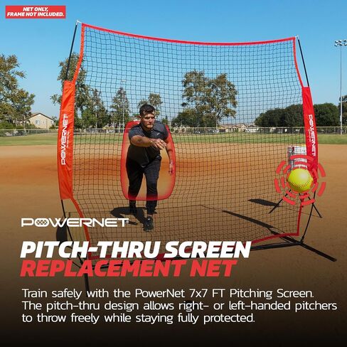 PowerNet 7x7 ft Pitch-Thru Protection Screen for Softball | 49 sqft Barrier | Perfect for Pitching or Batting Practice | Open Area in Net to Allow Ball to Pass Through in Saudi Arabia