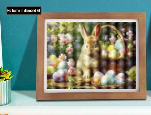 SKRYUIE 5D Diamond Painting Easter Kits - DIY Diamond Art Kits for Adults Rabbit, Full Round Drill - Crystal Cross Stitch - Adults Craft for Wall & Office Decor - 12x16 Inch / 30x40 cm B5867 in Saudi Arabia