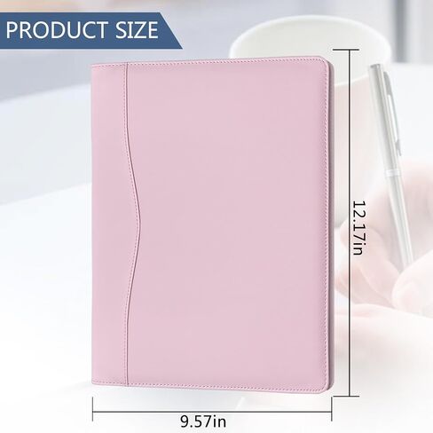 Padfolio Portfolio Organizer Legal Pad Holder Padfolio Folder Leather Portfolio Storage Clipboard Notepad with Cover for Letter Size A4 Writing Pad for Business and School Office (Pink) in Saudi Arabia