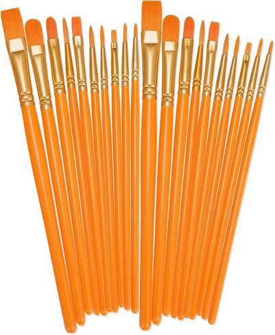 BOSOBO Paint Brushes Set, 10 Pack 100 Pcs Round Pointed Tip Paintbrushes Nylon Hair Artist Acrylic Paint Brushes for Acrylic Oil Watercolor, Face Nail Art, Miniature Detailing & Rock Painting, White in Saudi Arabia