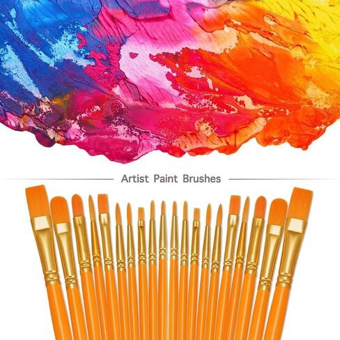 BOSOBO Paint Brushes Set, 10 Pack 100 Pcs Round Pointed Tip Paintbrushes Nylon Hair Artist Acrylic Paint Brushes for Acrylic Oil Watercolor, Face Nail Art, Miniature Detailing & Rock Painting, White in Saudi Arabia
