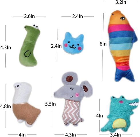 6-Pack Cat Toys - Natural Catnip Plush Toys for Indoor Cats, Bite-Resistant Shapes (Alpaca/Fish) with Kicker & Chew Set - Boredom Relief, Soft and Durable in Saudi Arabia