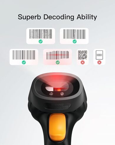 Inateck Bluetooth Barcode Scanner, 2D Wireless Barcode Scanner, Bluetooth 5.0 and 2.4Ghz Adapter, 3 in 1 Reader, Support GS1 Barcode, BCST-73 Blue White in Saudi Arabia