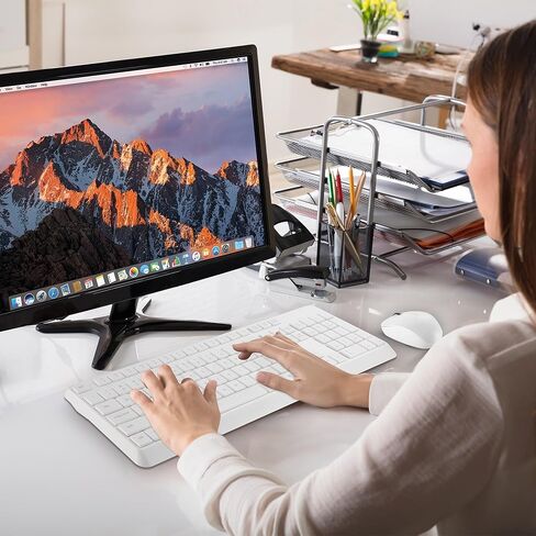 مجموعة لوحة مفاتيح وماوس لاسلكية لنظام التشغيل Windows، مجموعة لوحة مفاتيح كمبيوتر لاسلكية خارجية كاملة الحجم 2.4 جيجا بايت لأجهزة الكمبيوتر المحمول وأجهزة الكمبيوتر المكتبية Chrome Mac، لوحة أرقام 1600 نقطة لكل بوصة مستقبل USB ماوس صامت (أسود) in Kuwait