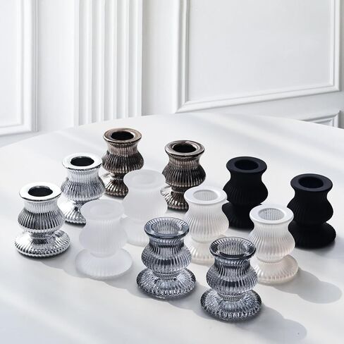 WDHODEC Taper Candle Holders 12PCS Glass Candlestick Holders for Table Centerpiece Colorful Candle Sticks for Wedding, Party and Festival Decoration(Blue&Green) in Kuwait