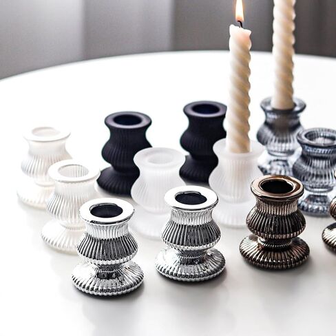 WDHODEC Taper Candle Holders 12PCS Glass Candlestick Holders for Table Centerpiece Colorful Candle Sticks for Wedding, Party and Festival Decoration(Blue&Green) in Kuwait