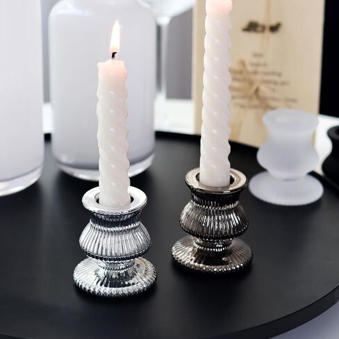 WDHODEC Taper Candle Holders 12PCS Glass Candlestick Holders for Table Centerpiece Colorful Candle Sticks for Wedding, Party and Festival Decoration(Blue&Green) in Kuwait