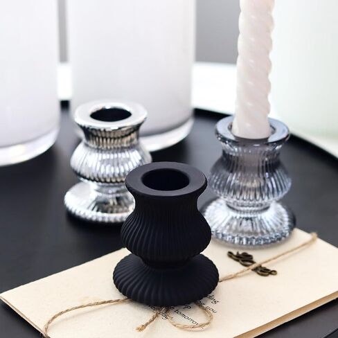 WDHODEC Taper Candle Holders 12PCS Glass Candlestick Holders for Table Centerpiece Colorful Candle Sticks for Wedding, Party and Festival Decoration(Blue&Green) in Kuwait