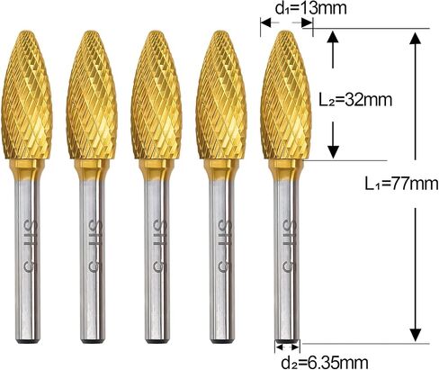 SH-5L6 Tungsten Carbide Burr Rotary Lengthened File Flame Shape Double Cut with 1/4''Shank for Die Grinder Drill Bit in Saudi Arabia