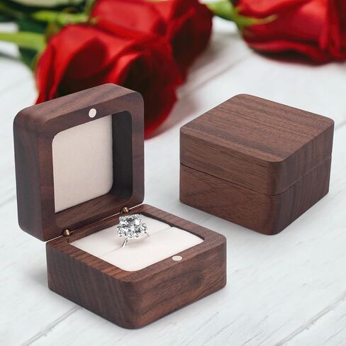 Heart-shaped Wooden Ring Box, Wedding Ring Box for Ceremony, Engagement Ring Holder Box for Proposal, Anniversary, Vintage Wood Ring Bearer Box Jewelry Storage Case in Saudi Arabia