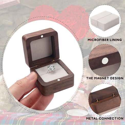 Heart-shaped Wooden Ring Box, Wedding Ring Box for Ceremony, Engagement Ring Holder Box for Proposal, Anniversary, Vintage Wood Ring Bearer Box Jewelry Storage Case in Saudi Arabia