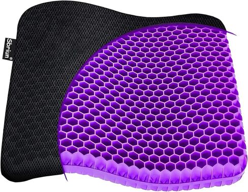 Gel Enhanced Seat Cushion for Long Sitting - Double Thick Honeycomb Breathable Design Egg Seat Cushion with Non-Slip Cover - Office Chair Car Cooling Seat Cushion - Computer Desk Pain Relief Pad in Kuwait