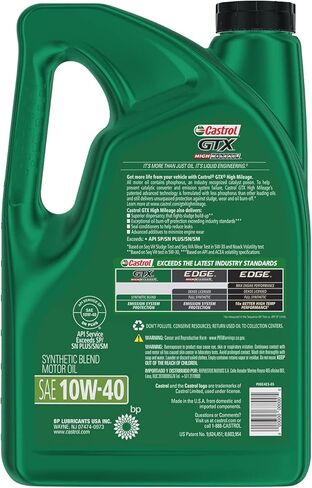 Castrol GTX High Mileage 10W-40 Synthetic Blend Motor Oil, 5 Quarts, Pack of 3 in Saudi Arabia